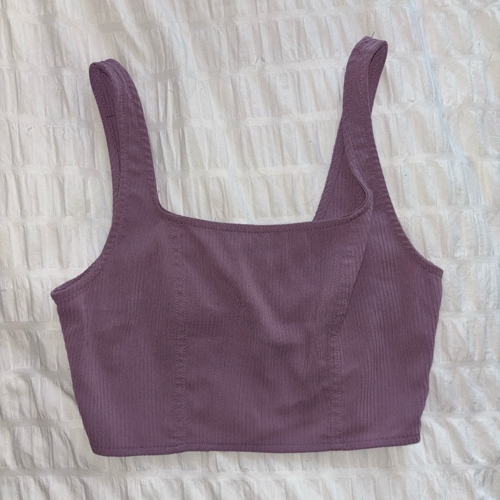Kendall & Kylie Purple Ribbed Cropped Tank